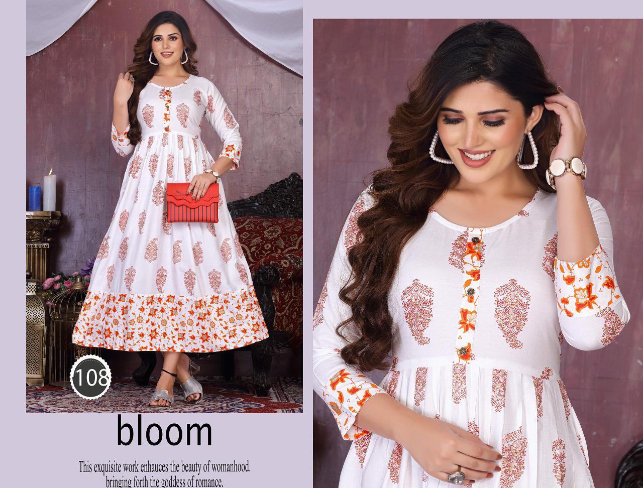 White Moon Designer Rayon Wholesale Anaraklai Kurti Collection 